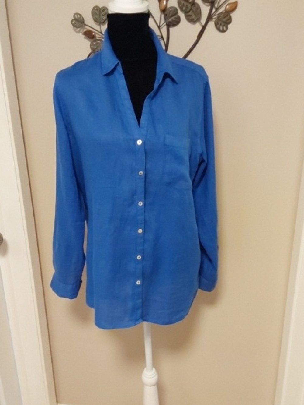 Sigrid Olsen Linen Top in Royal Blue